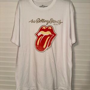 Band Tee The Rolling Stones Thick Knit Retro Graphic T Shirt size L Cotton